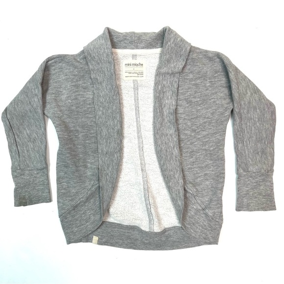 Mini Mioche Shawl Cardi Heather Gray Sweatshirt Open Cardigan Size 2 - Picture 1 of 8